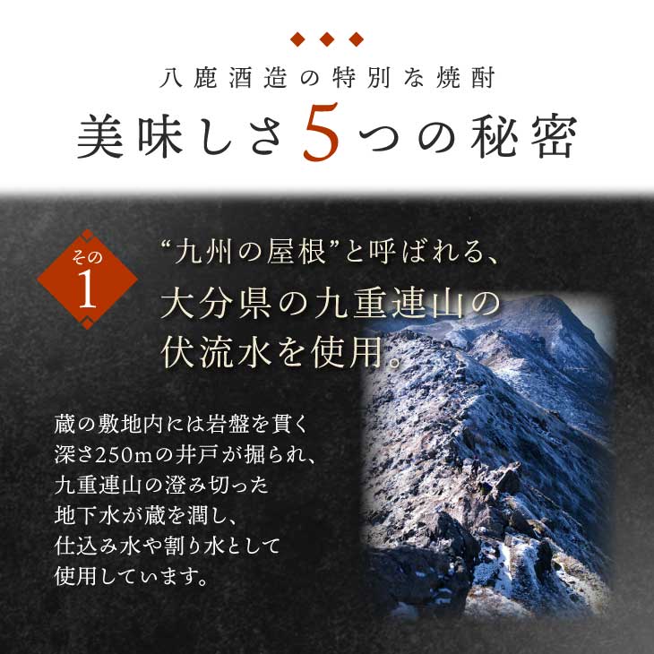 美味しさ5つの秘密・“九州の屋根”と呼ばれる、大分県の九重連山の伏流水を使用。